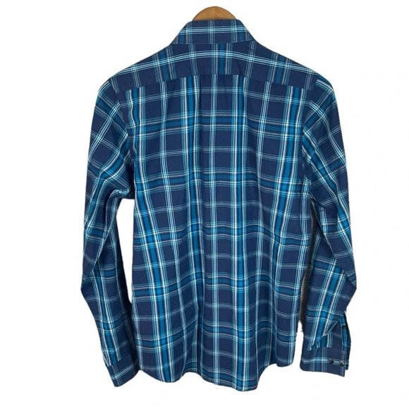 BF1366 Mens Express Preppy Plaid FITTED Button Down Dress Shirt 14-14.5 S - Picture 4 of 5